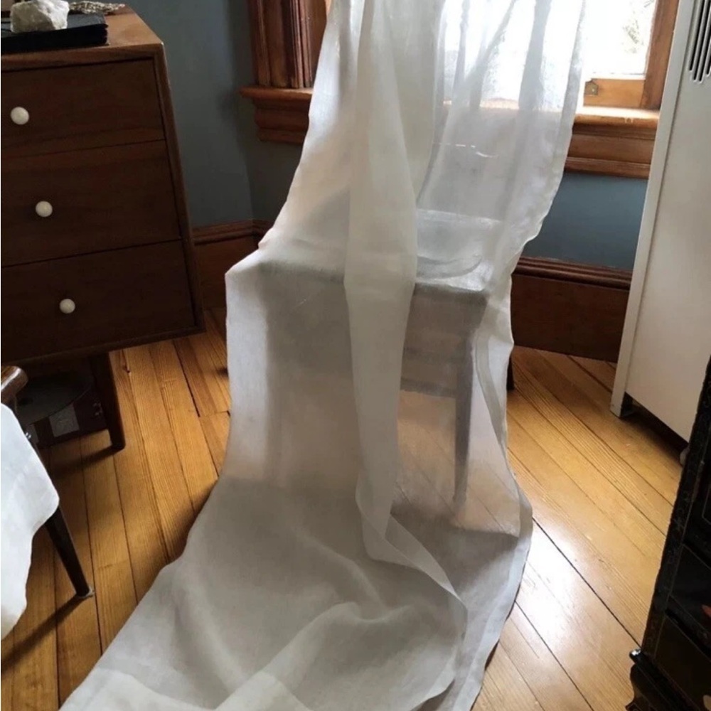 Restoration Hardware Pair of Sheer Linen Curtain Panels, White, 50” W x 84” L